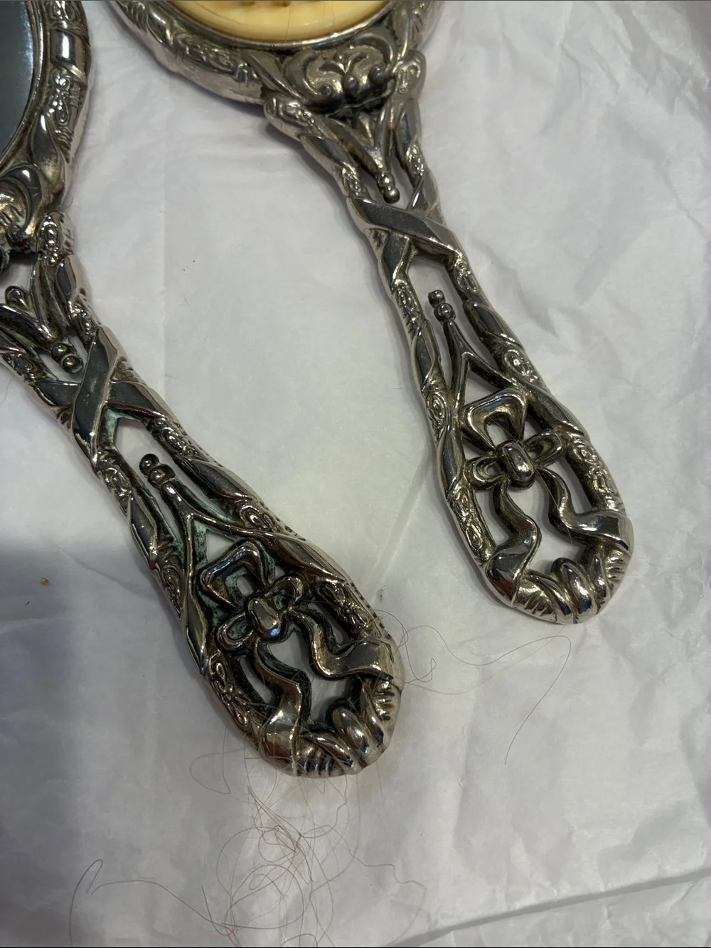 Vintage Heavy Silver Plated Vanity Set